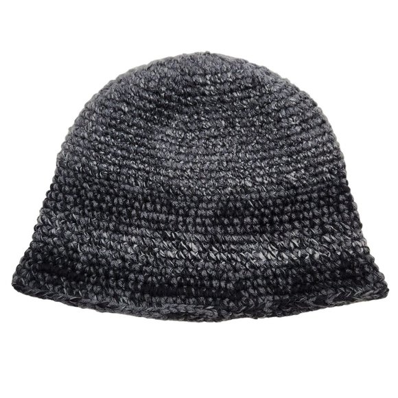 Bucket Hat handknit shades of charcoal grey black with brim - Picture 3 of 8